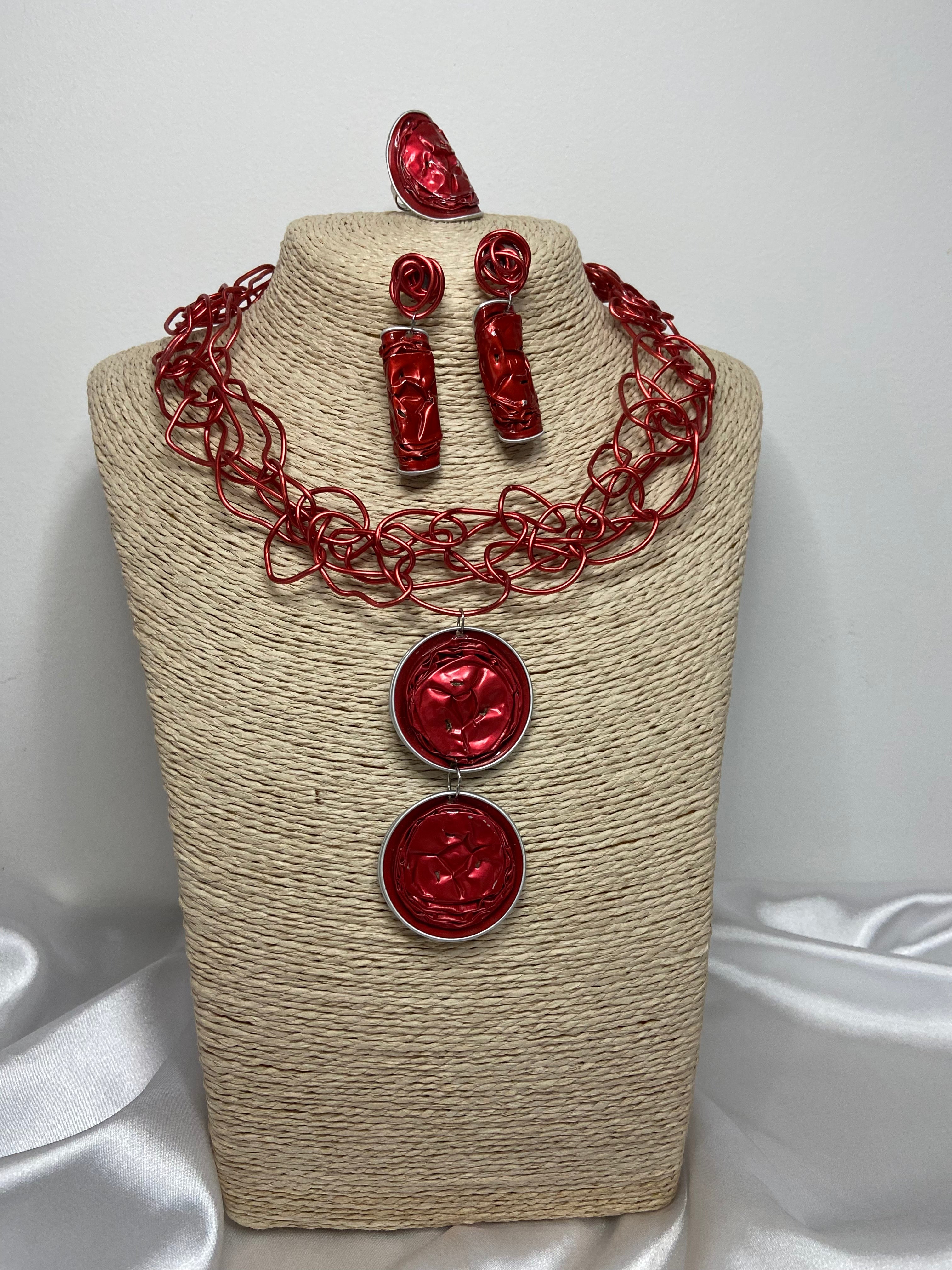 Conjunto Capsule Rouge | Alumínio Trançado & Upcycling em Vermelho Nespresso