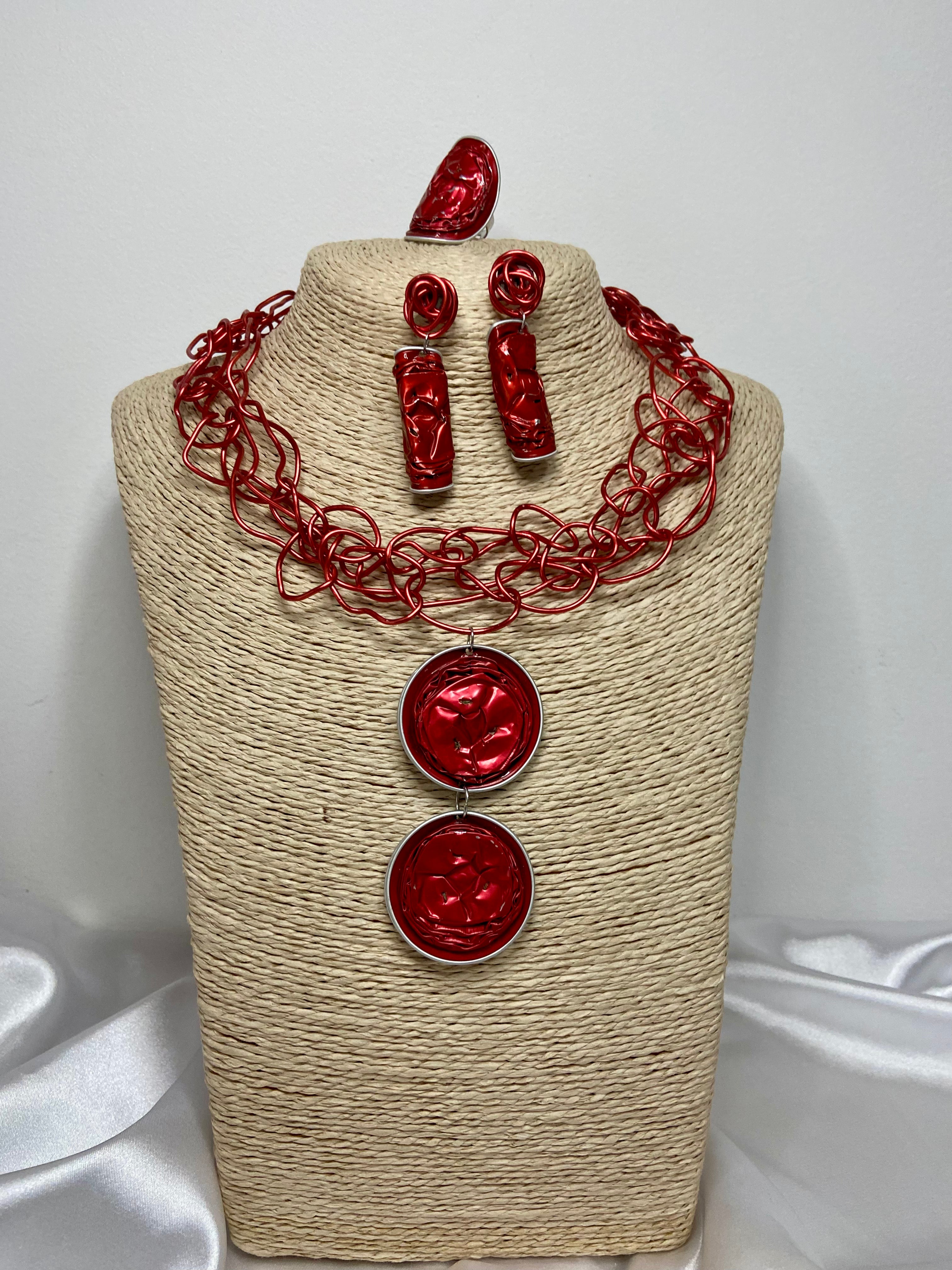 Conjunto Capsule Rouge | Alumínio Trançado & Upcycling em Vermelho Nespresso